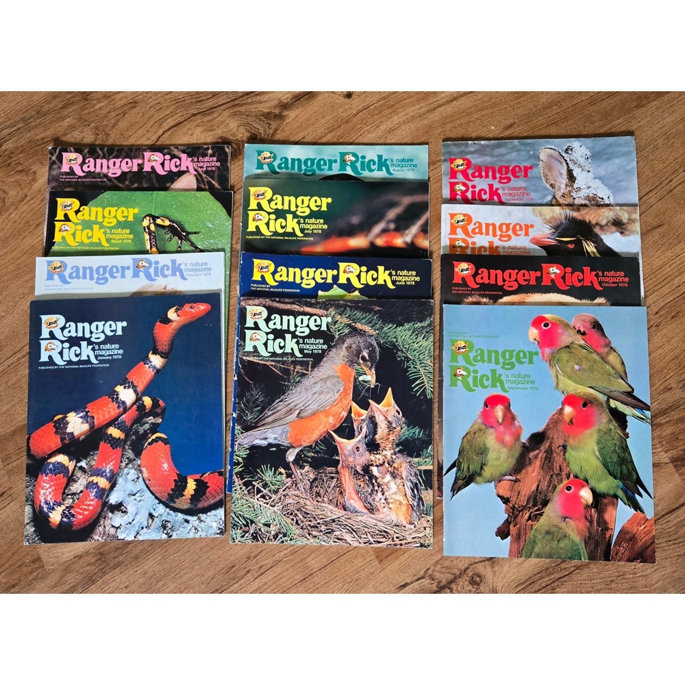 Ranger Rick Nature Magazine 1978 Lot Complete Set 12 Issues Vintage Animals